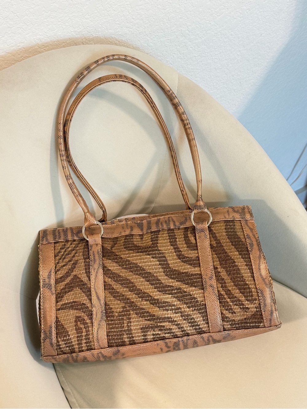 Vintage Sag Harbor Woven Animal‎ Print Rectangle Bag